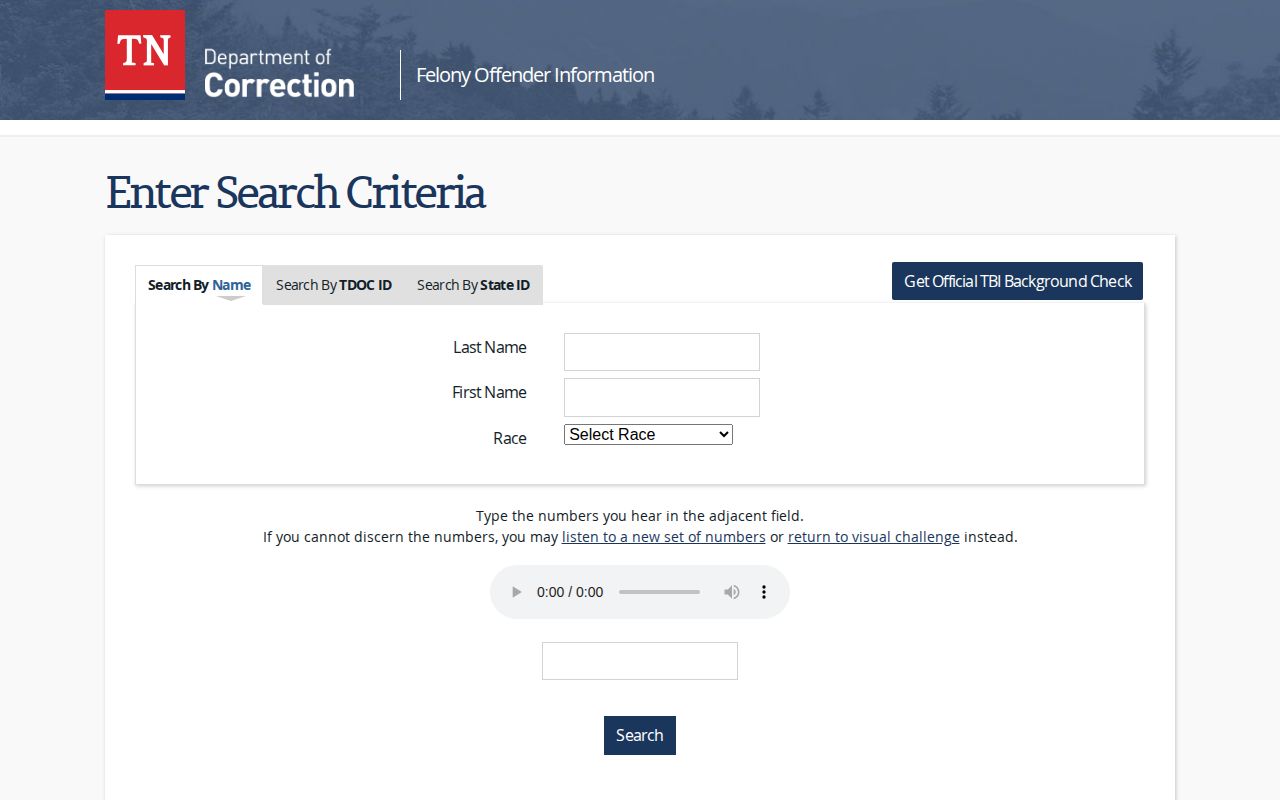 Tennessee FOIL fields for Williamson County offender records