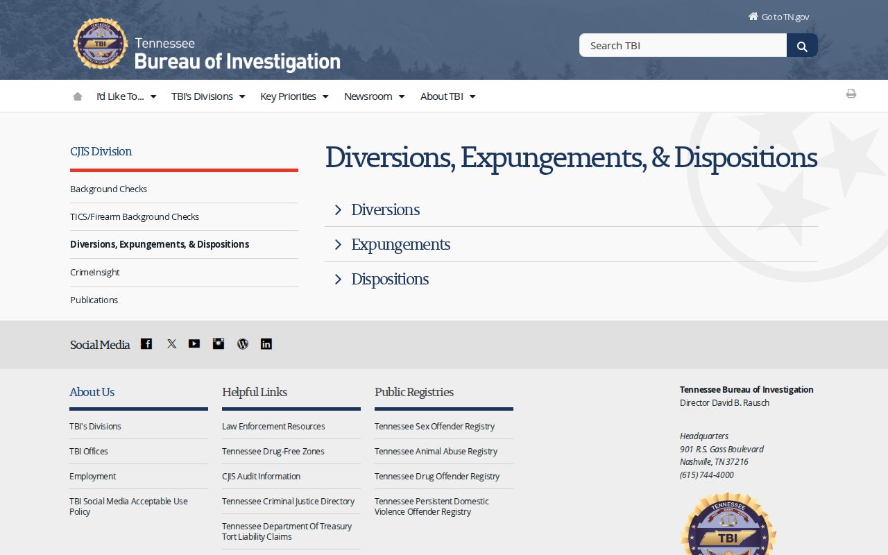 TBI expungement guidance for Williamson County arrest records
