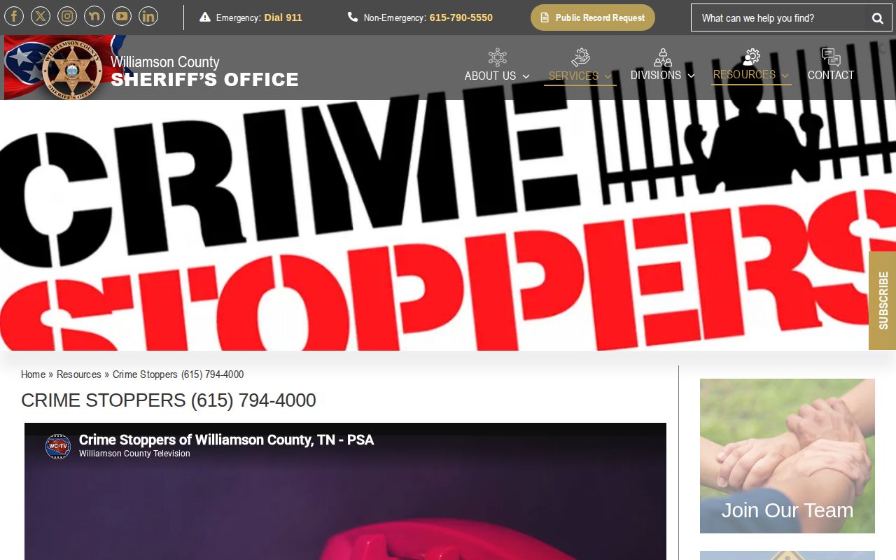 Williamson County Crime Stoppers warrant tip information